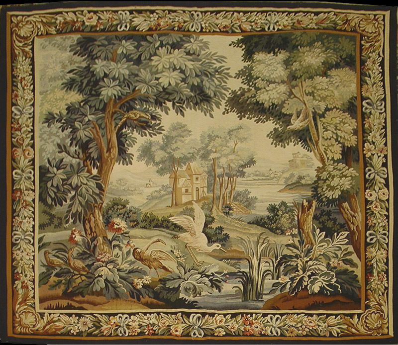 Antique French Wall Tapestry19th century, 6'1" x 6'6" Tapestry #Tp28049