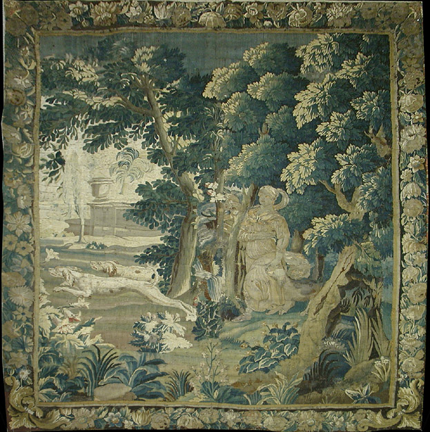 Antique French Verdure Wall Tapestry17th century, 7'2" x 9'3" Tapestry #Tp28053