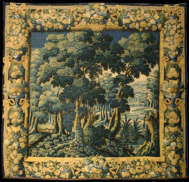 Antique Verdure Tapestry17th Century, 9'5" x 10'3", #Tp28222