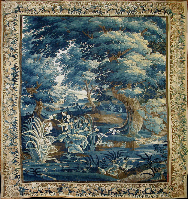 Antique French VerdureTapestry Wall HangingLate 17th Century, 7'x9', Tapestry # 26352