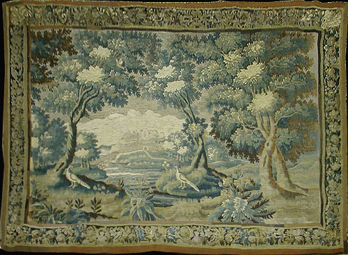 Antique French Verdure Tapestry Wall HangingLate 17th Century, 13'x9', Tapestry # 26354