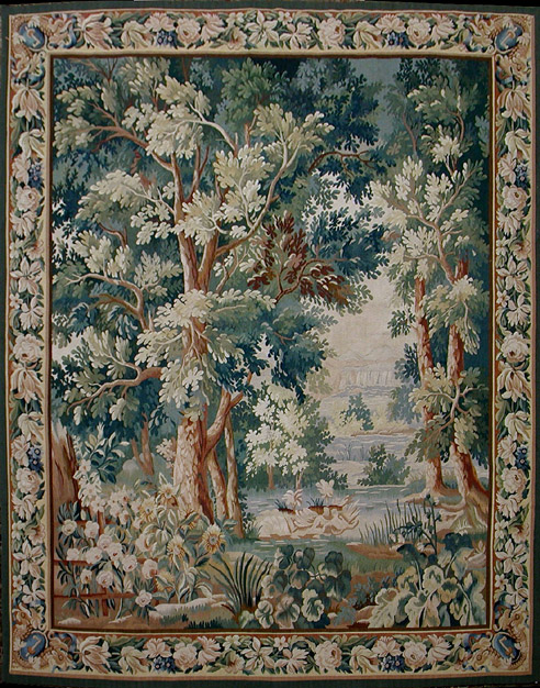 Reproduction of Antique Verdure Tapestry5'4"x 6'6" Tapestry #Tp28058